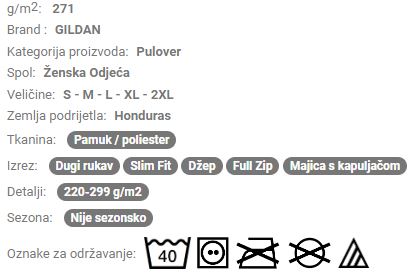 Ženska majica s kapuljačom GIL18600