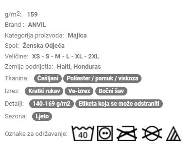 Ženska majica kratki rukav V-izrez ANL6750v