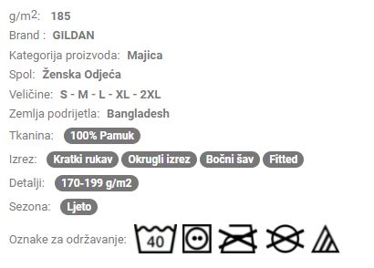 Ženska majica kratki rukav GIL4100