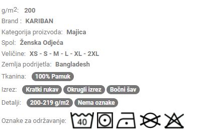 Ženska majica kratki rukav KV2107